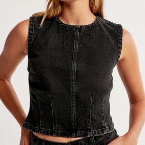 A&F Black Denim Shell Top